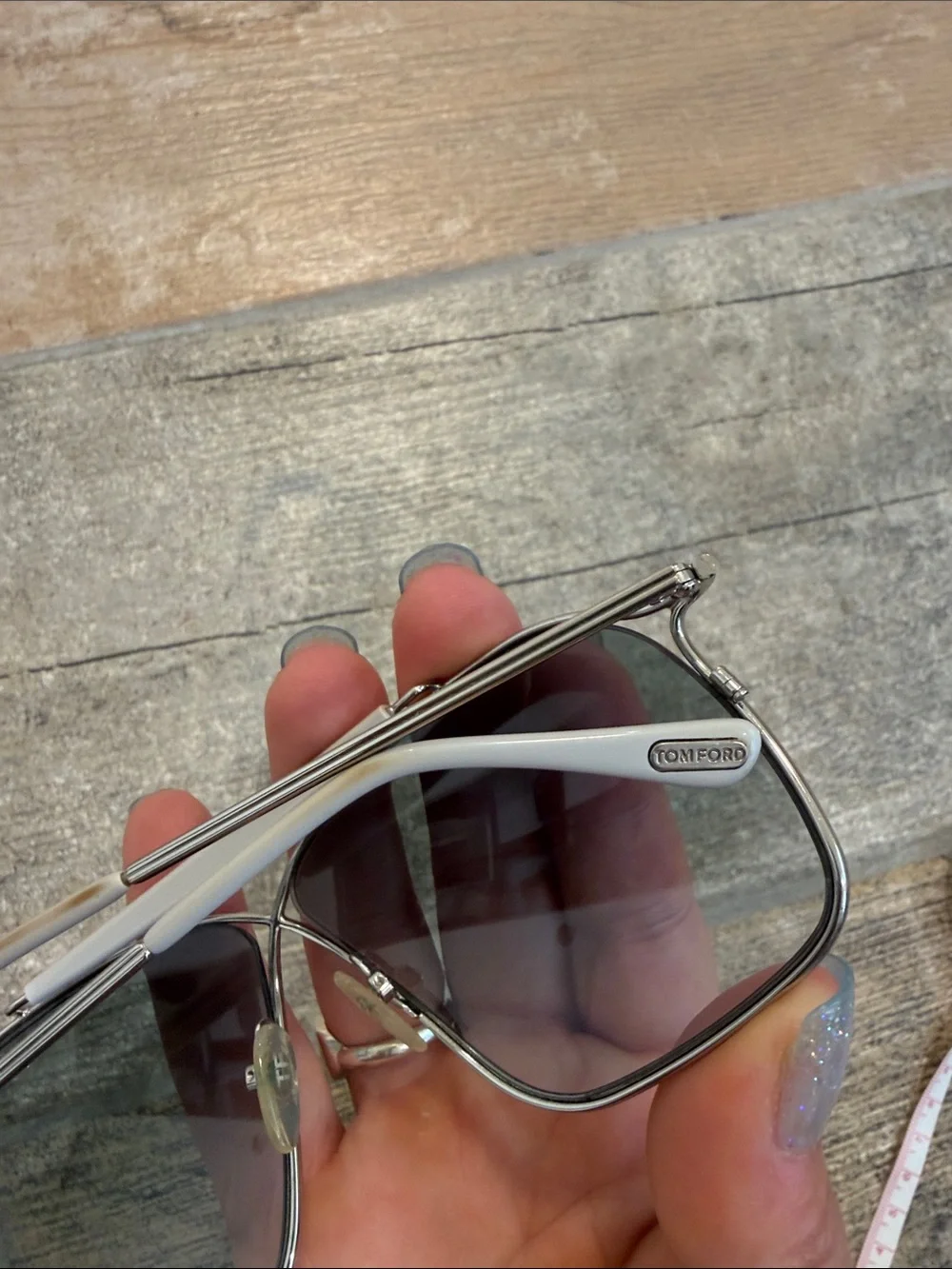 Tom Ford Crossover Aviator Frame Designer Sunglasses Silver Gray